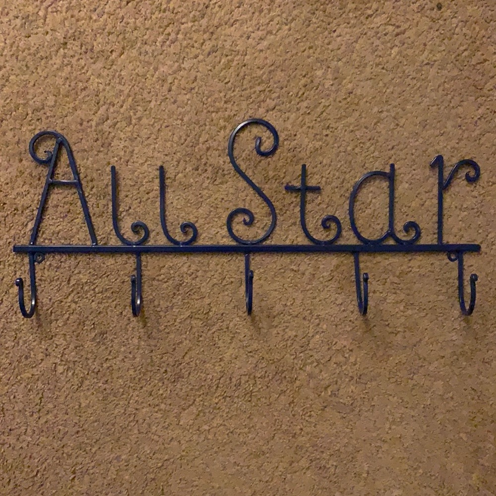 All Star metal decor with 5 hooks